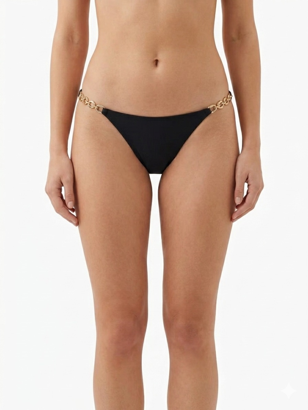 ✨ Cia.Maritima Black Swim Bottoms Brazilian Cut Gold Chain Straps NWT